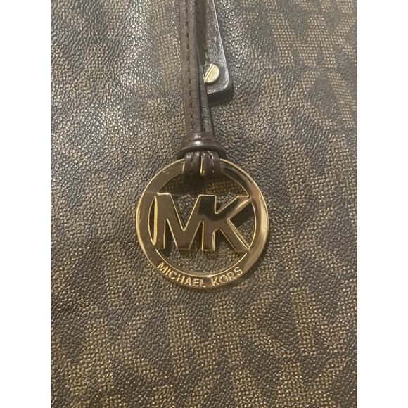 MICHAEL KORS Reversible Brown Monogram Snake-print Tote Shoulder Bag Purse Fall - Picture 2 of 14